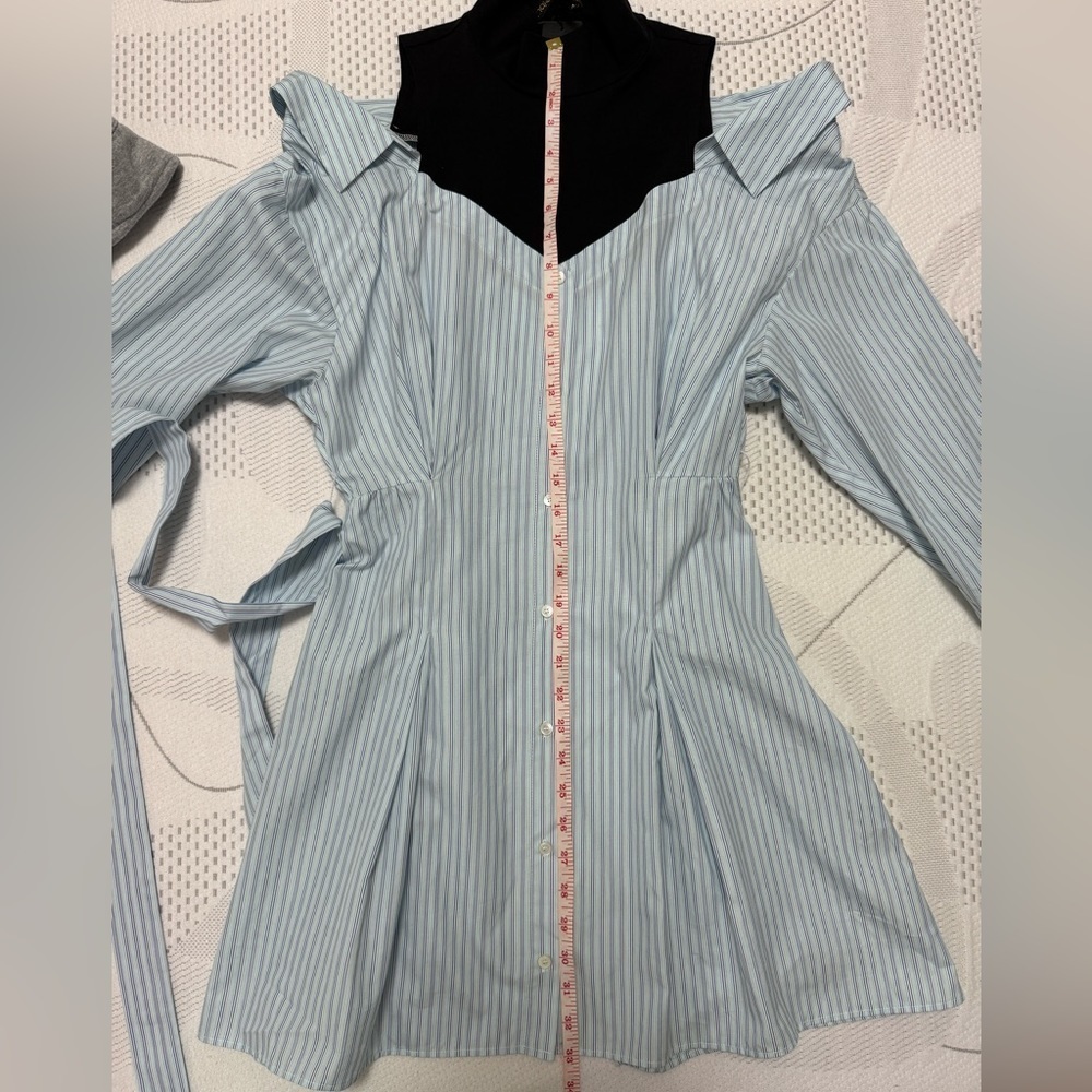 NWT Maje TROMPE-L’OEIL STRIPED SHIRT DRESS in Sz. 36 - Picture 6 of 12